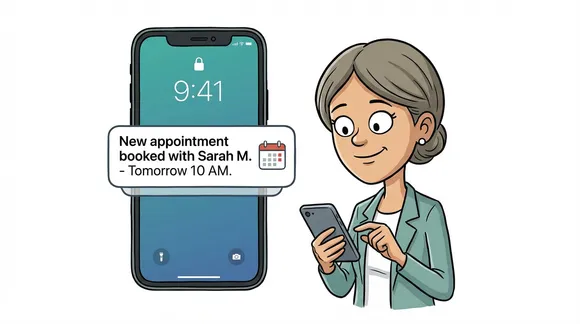 Appointment Scheduling - Phone notification showing new appointment booked